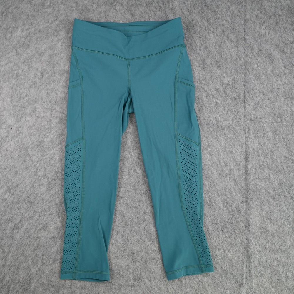 Lululemon‎ Leggings Women 6 Blue Ready to Race Crop 21" Yoga Run Gym Workout